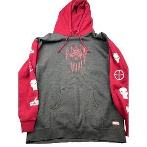 Marvel Run The Jewels Hoodie Mens 3XL Gray Red Cotton Graphic Punisher Skull